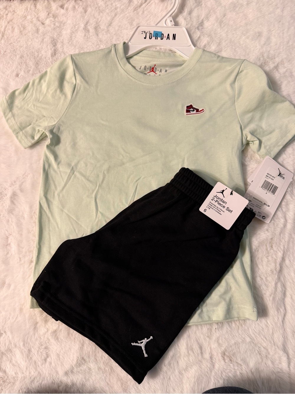Jordan Mint Green Tee with Black Shorts Set